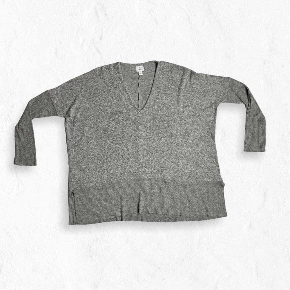 Peyton Jensen Oversized V-Neck Sweater Top Grey S